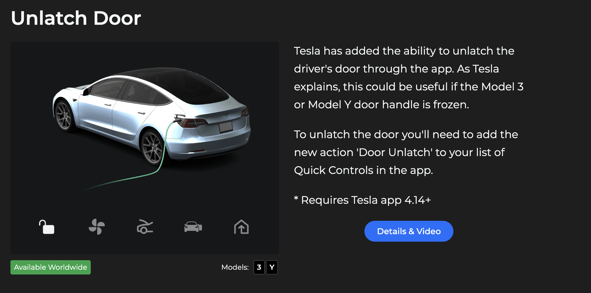Tesla adds ability to unlatch car door from the app [video]