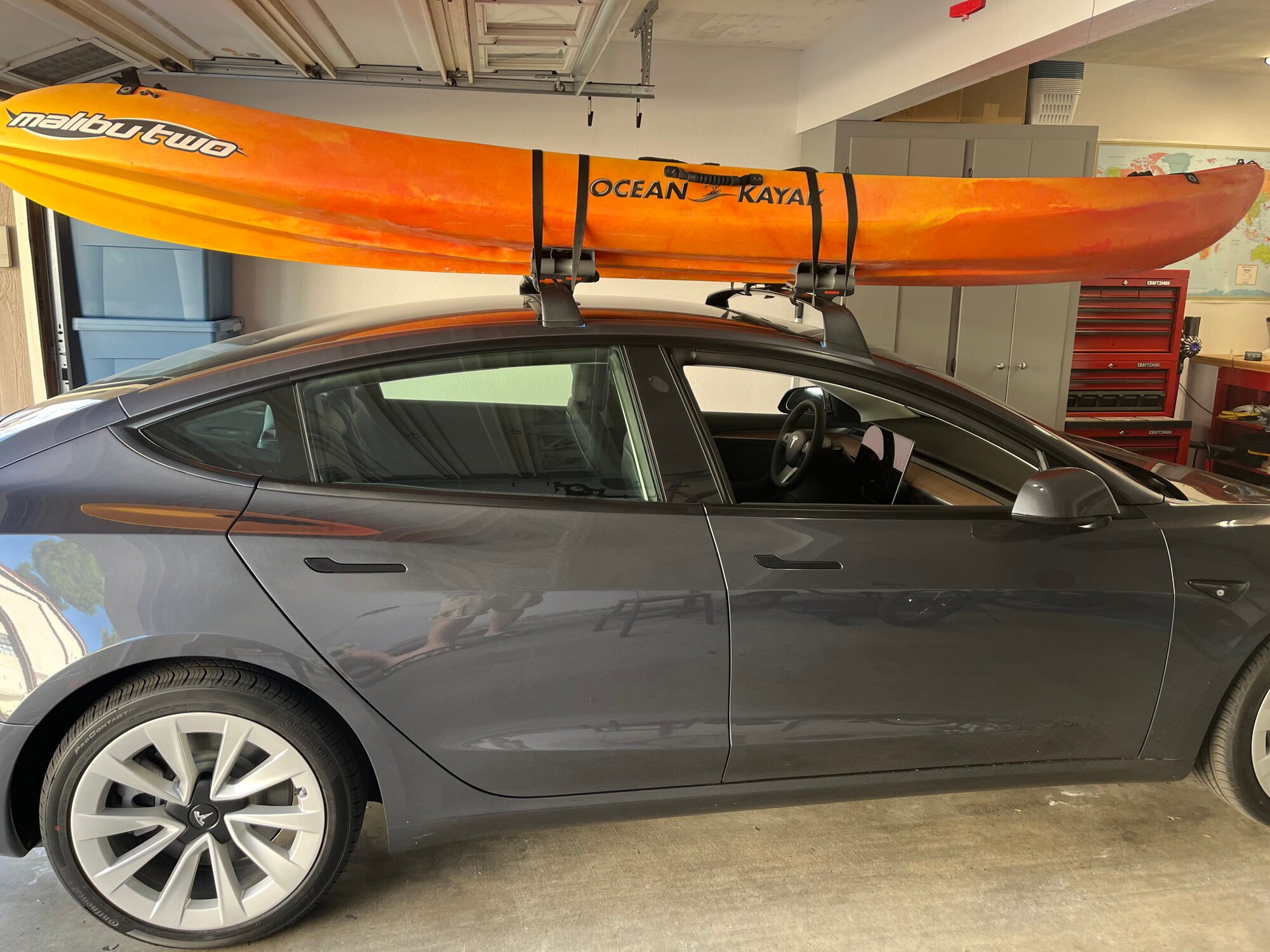 What are my best options to carry a kayak or surfboards on/with my Tesla  Model 3, 2022? I did not yet buy the Tesla cross bars. | Tesla Motors Club