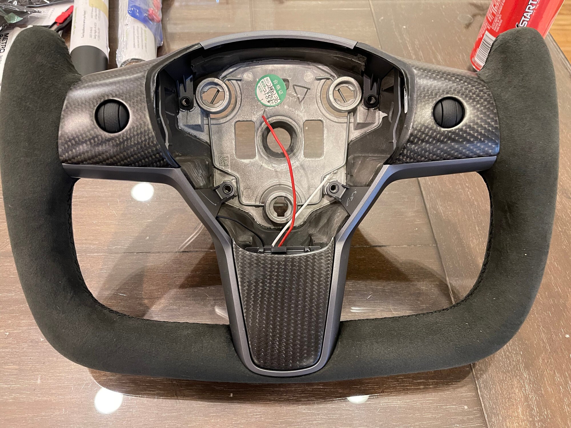 TESLA MODEL 3 - REAL CARBON FIBER YOKE Steering Wheel Heated