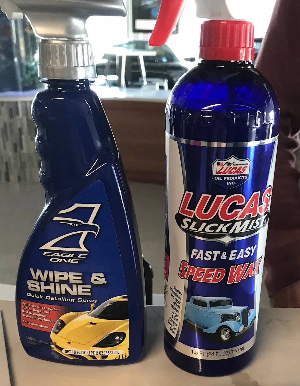 We use Lucas Slick Mist Speed Wax exclusively with an auto detail