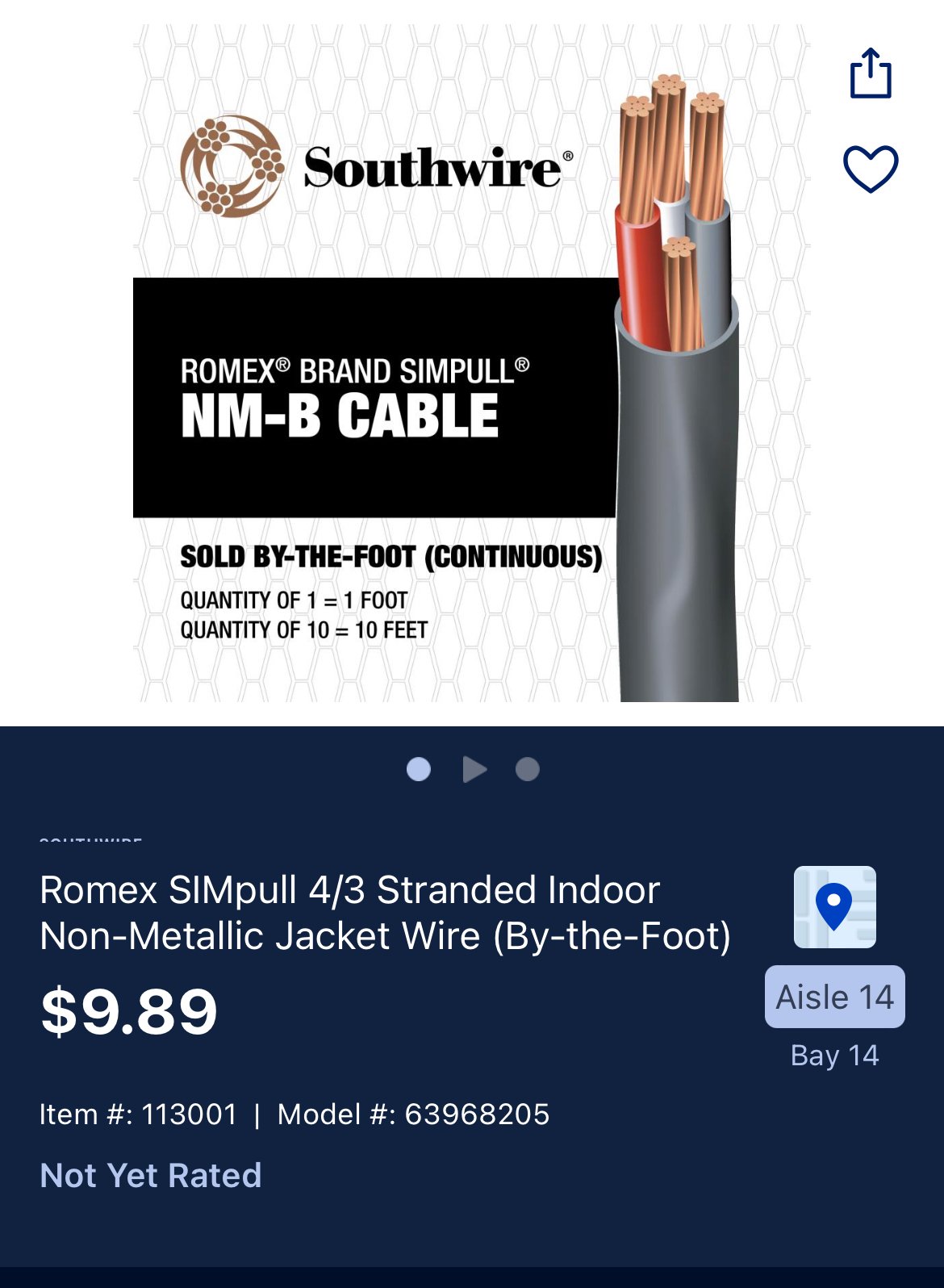 Southwire 10 / 3 Romex SIMpull Solid Indoor Non-Metallic Wire (By-the-foot)  in the Non-Metallic Wire department at