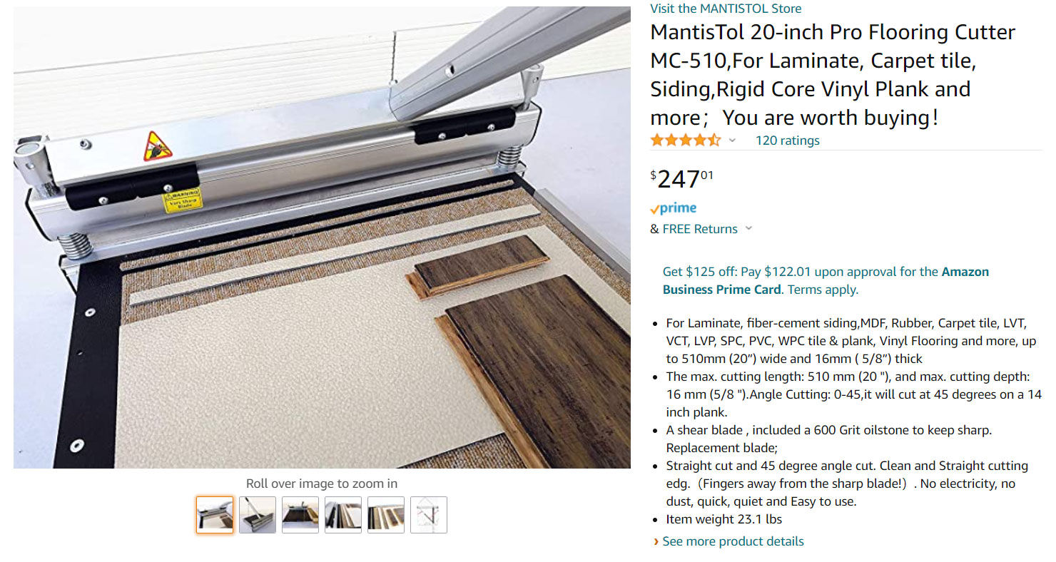 MANTISTOL MC-510 20 inch Pro Flooring Cutter for Laminate Carpet Tile Siding