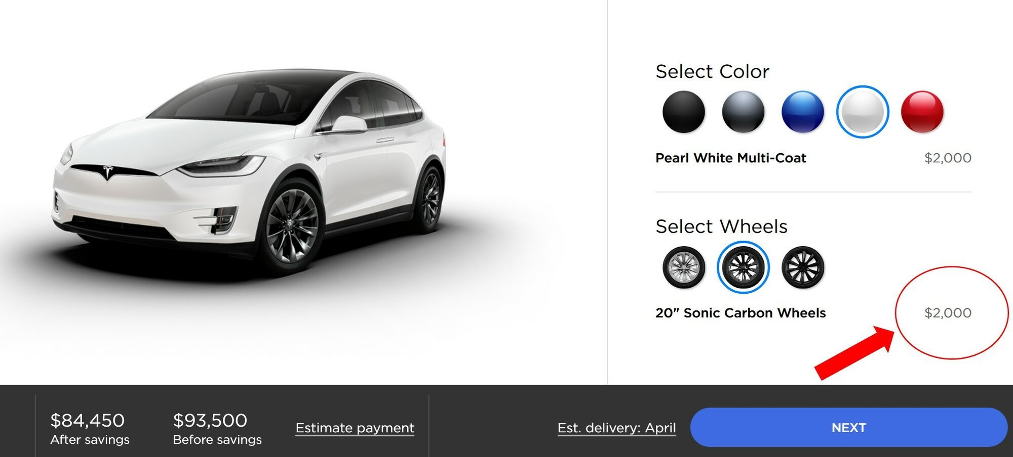 April 22, 2019 Tesla Model X Design Webpage