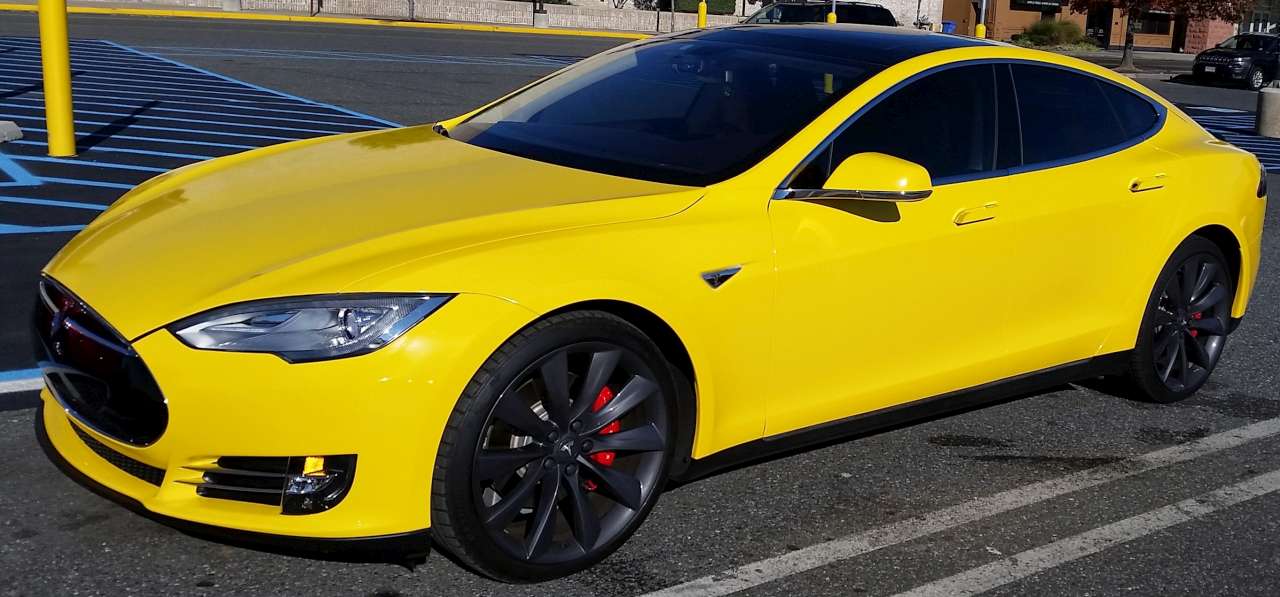 Glossy Yellow Wrap Completed | Tesla Motors Club