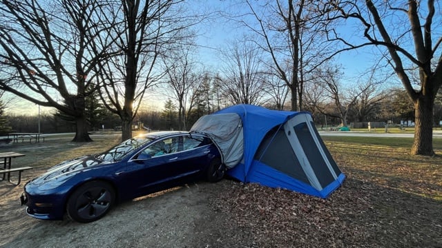 Camp Mode with Model 3 and a tent | Tesla Motors Club
