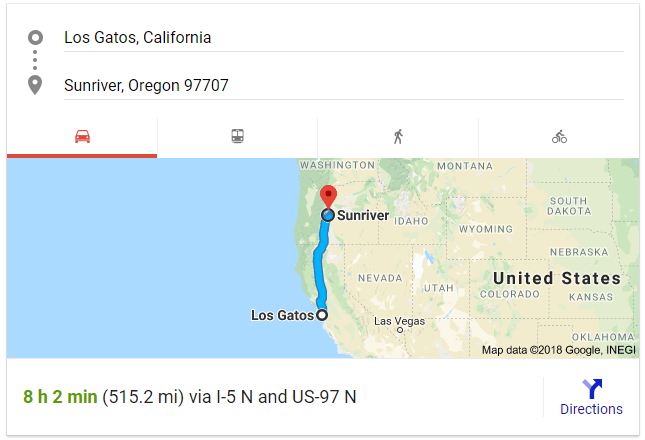 LG to Sunriver - Google Map Directions.PNG