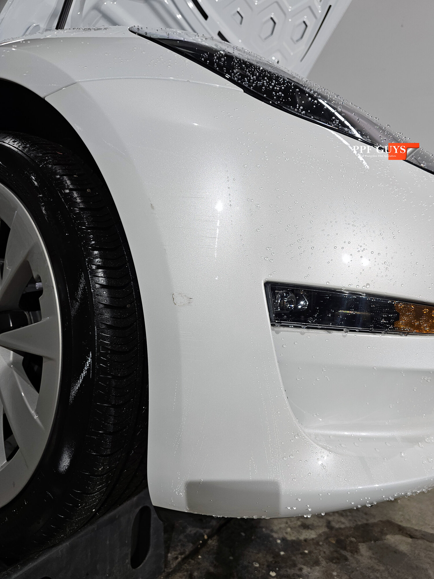PPF Guys Model 3 White. PPF Bumper scraped and Replacement (1).jpg