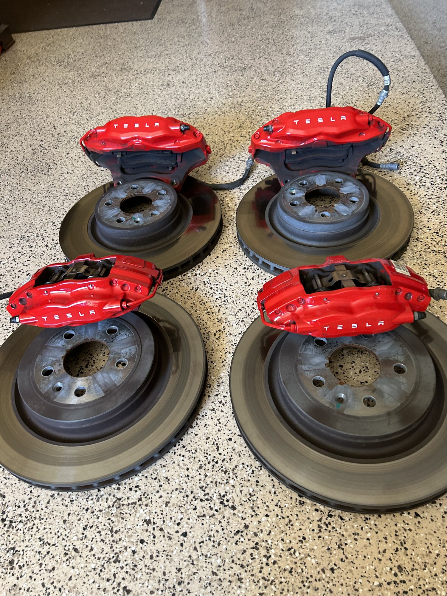 Four-Brembo set of Model S Performance Brakes.
