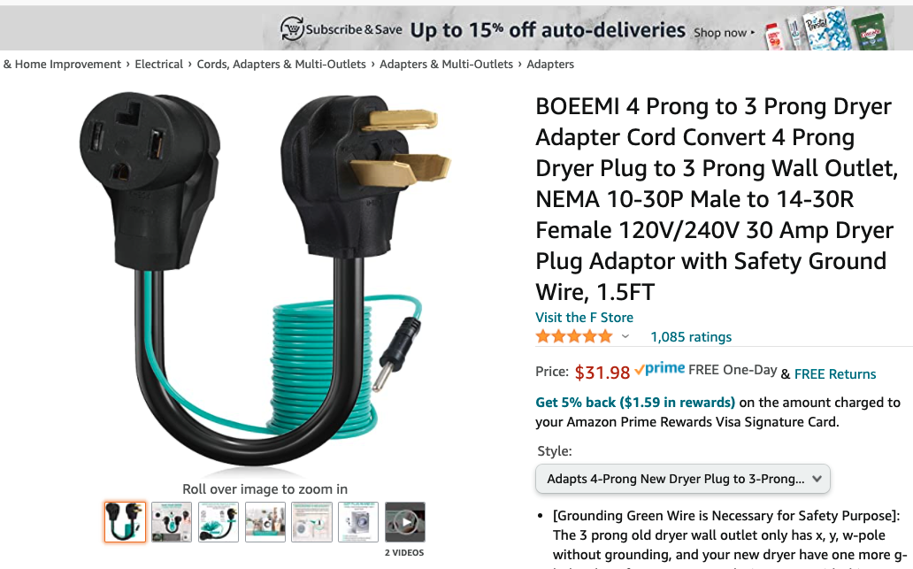 NEMA 10-30 to 14-30 adaptor | Tesla Motors Club