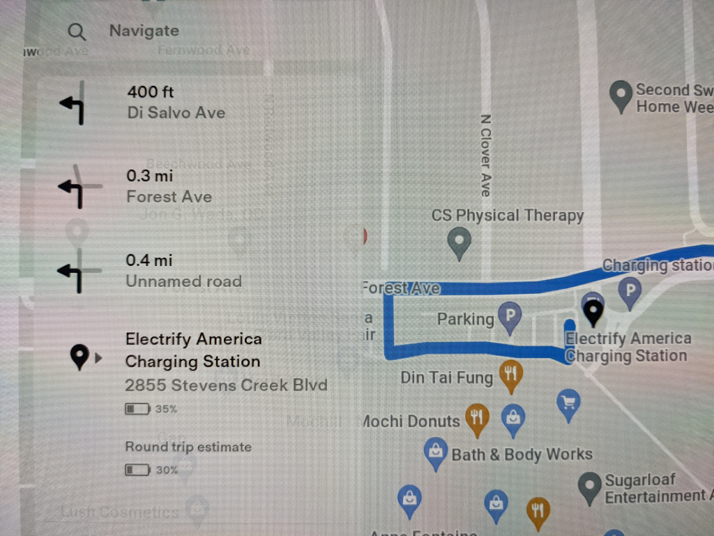 Tesla Nav System Navigating to Electrify America Charger.jpg