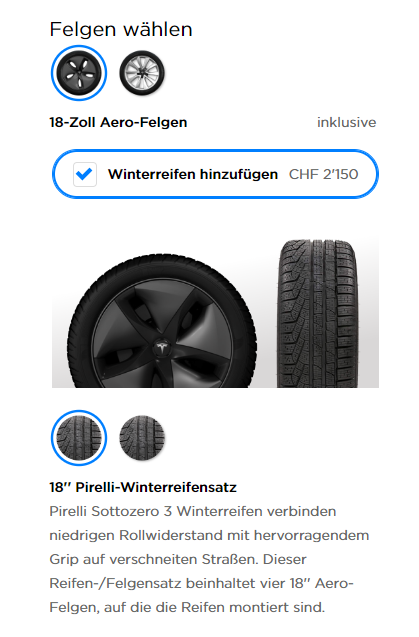 Ordering winter tires (Switzerland) | Tesla Motors Club