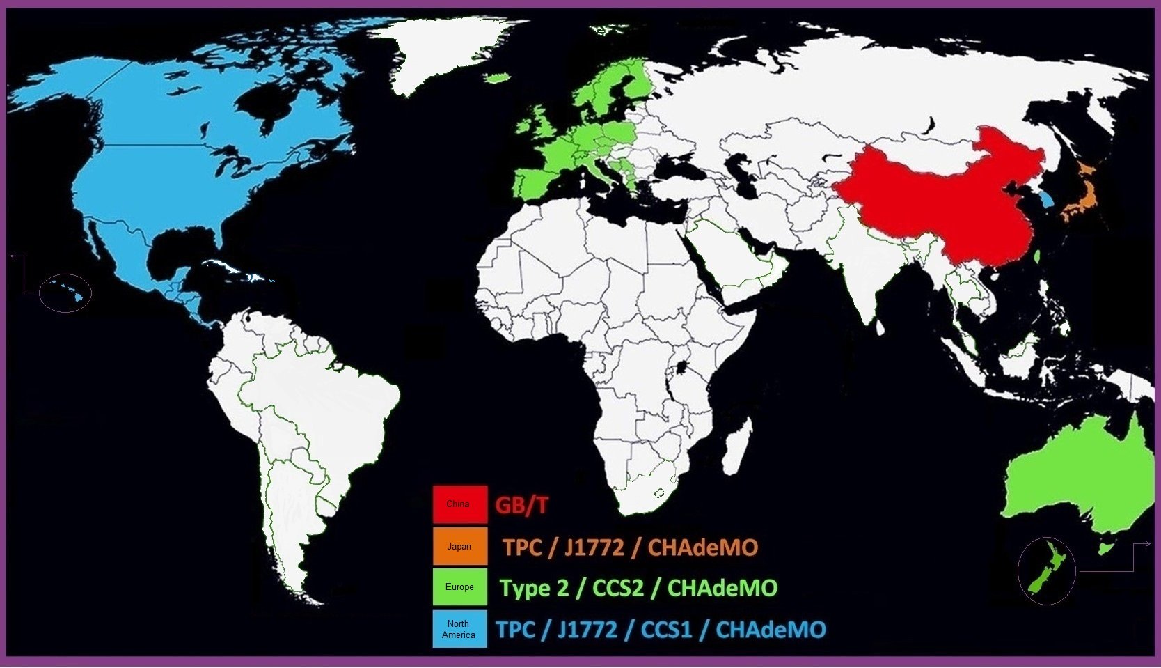 World Map of EV Charge Options