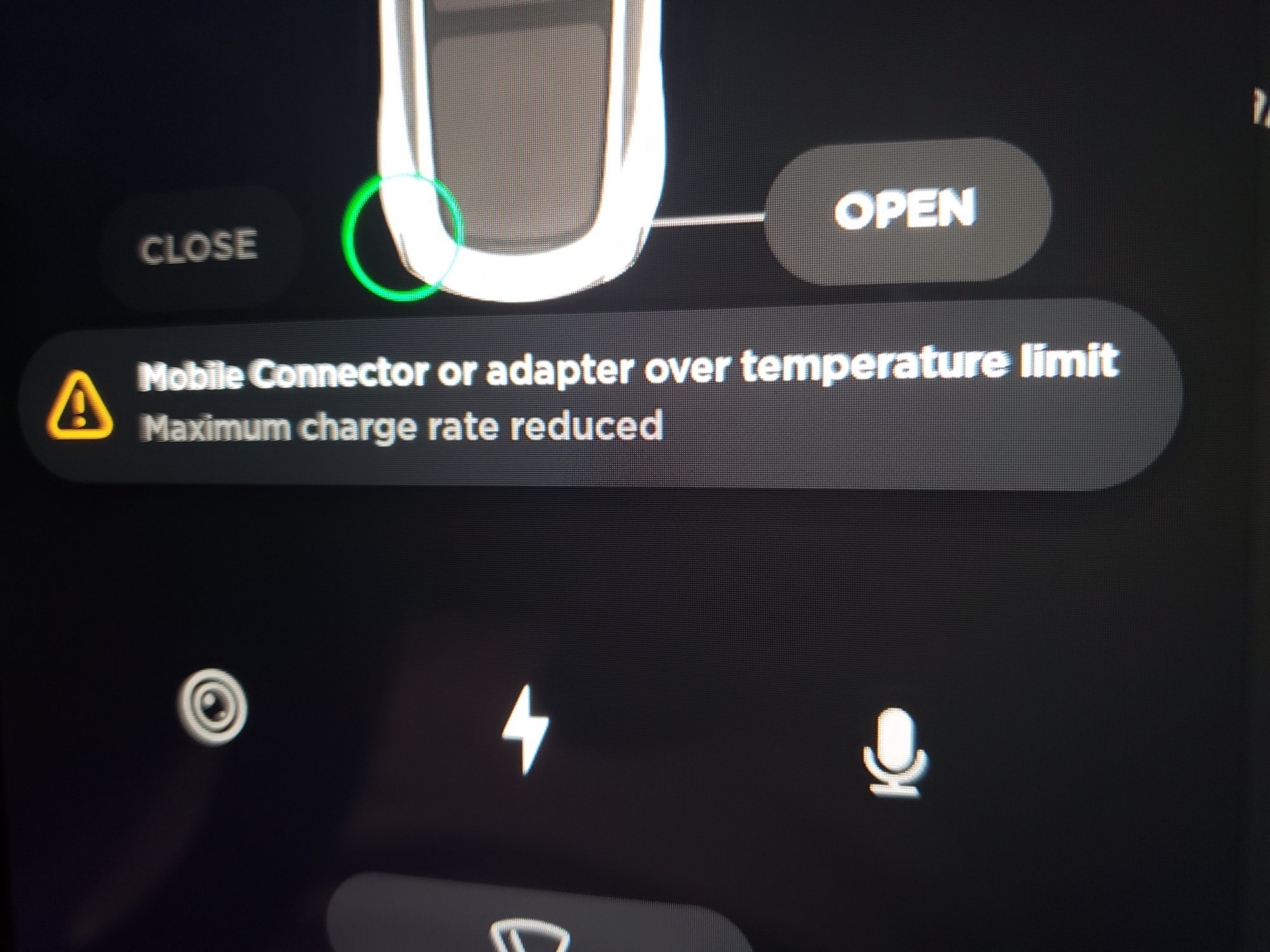 Charge adapter overheated warning on screen today | Tesla Motors Club