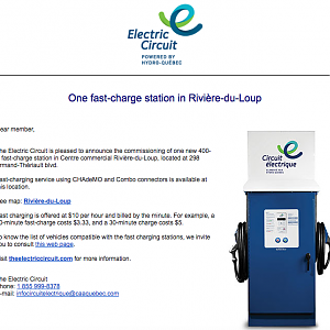 Rivière-du-Loup CHAdeMO station announced