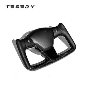 Yoke Style Perforated Black Leather Carbon Fiber Steering Wheel suitable for Model 3 & Y -tesery