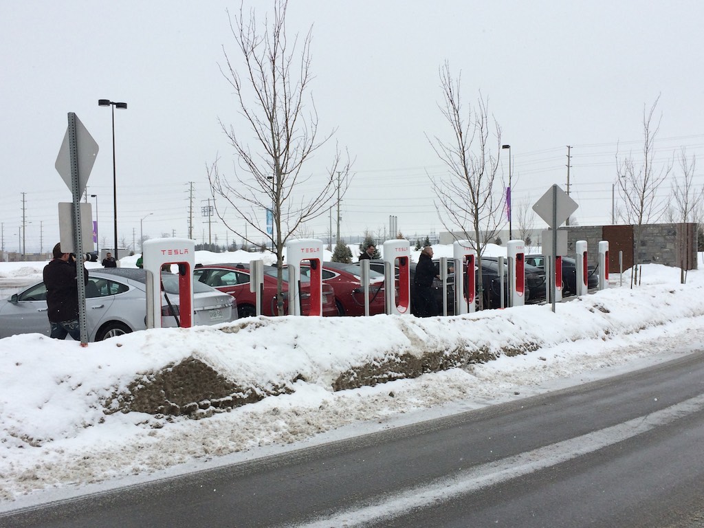 2015 02 07 at 12 25 21 Barrie Supercharger filled with Teslas
