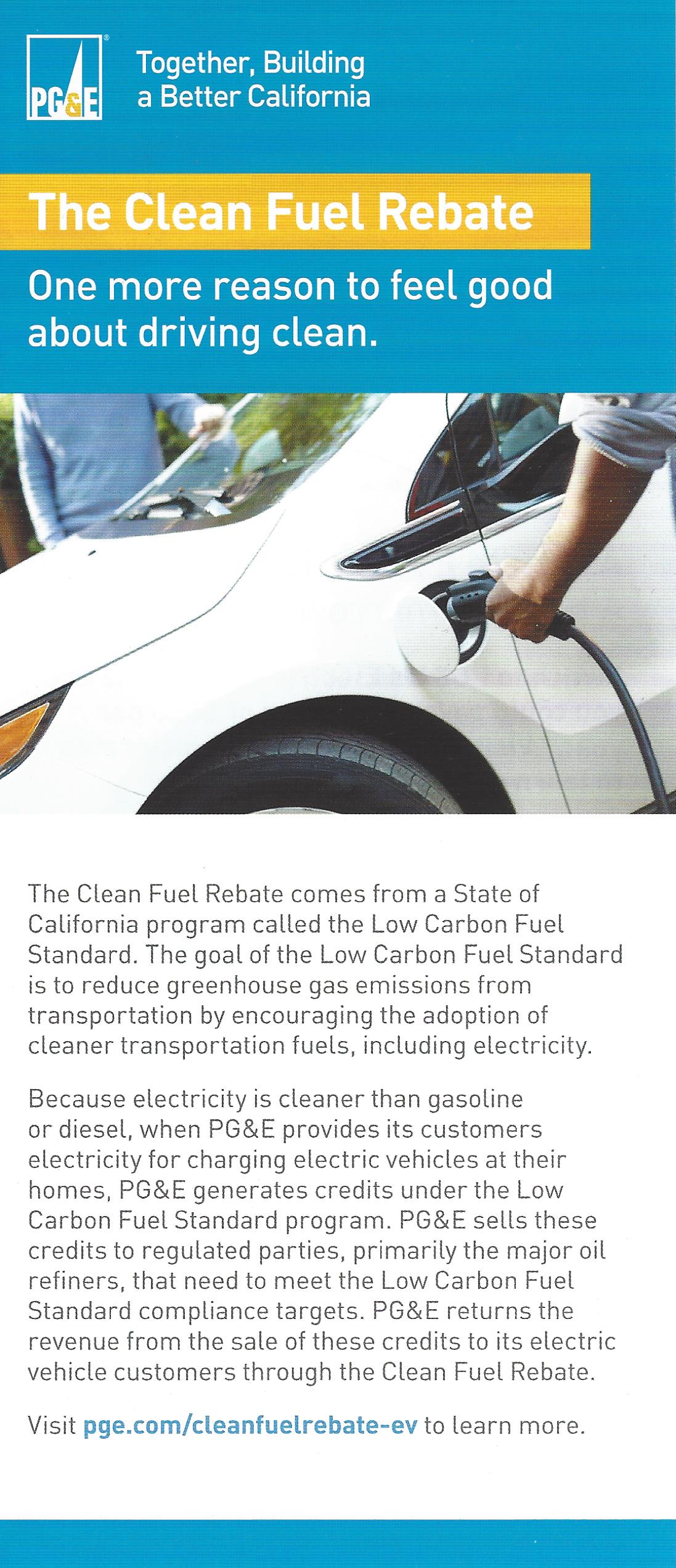 PG E Clean Fuel Rebate Program Brochure Tesla Motors Club