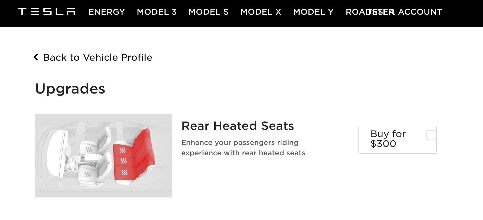Rear heated seats upgrade